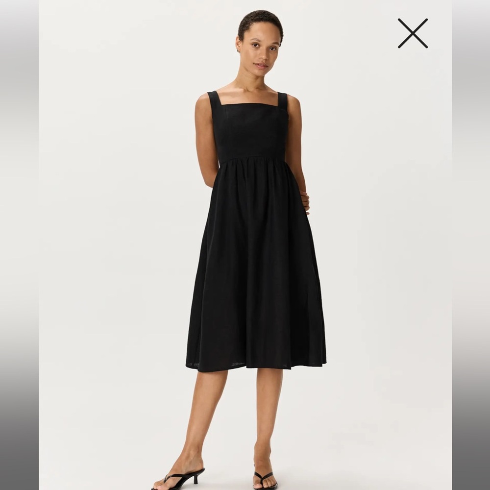 Quince linen Elegant Black Midi Dress size Large NWT - Picture 3 of 10